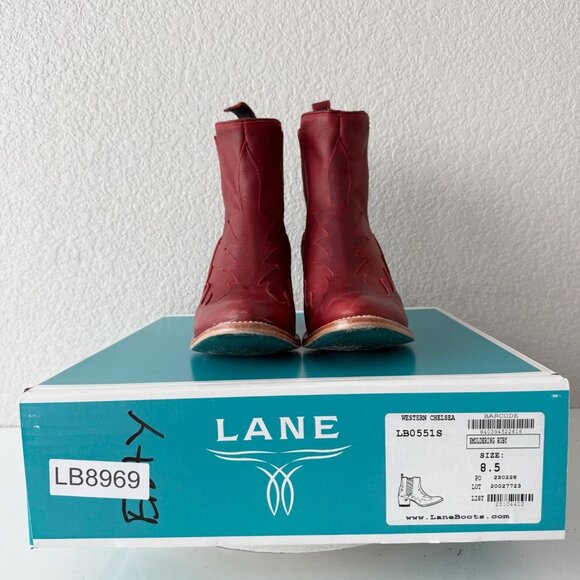 Lane CHELSEA Womens Cowboy Booties Western Red Short Ankle Boots Womens Size 8.5 - Picture 14 of 15